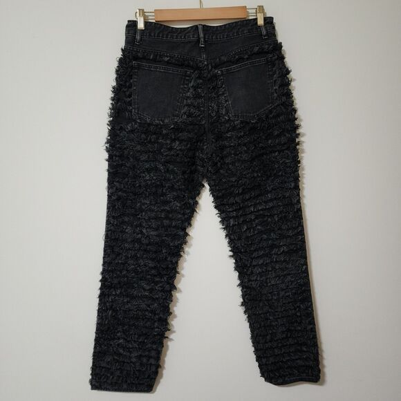 Jaded London Straight Leg Jeans in Black with Shredded Design Cotton Size 30/31 - Picture 2 of 16
